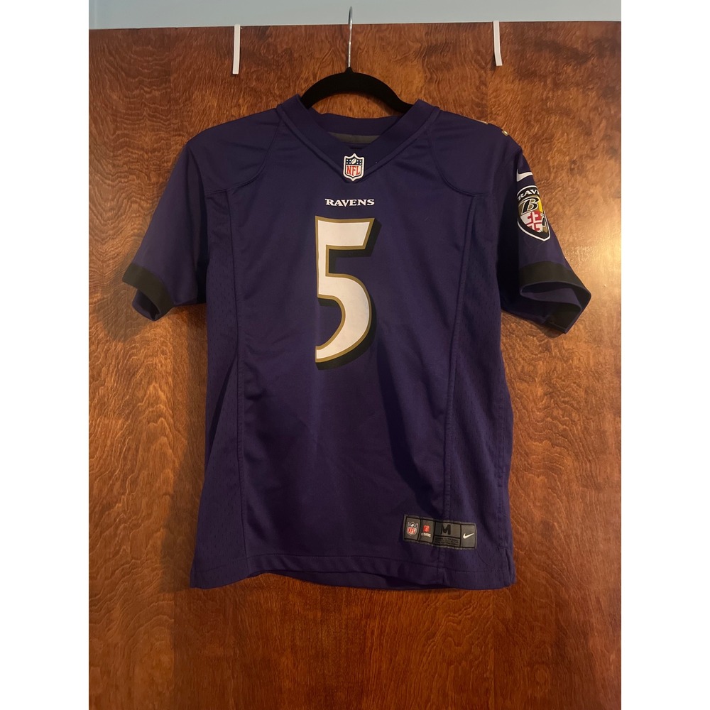 Nike Football Jersey Kids M Purple Excellent Joe Flacco Baltimore Ravens #5